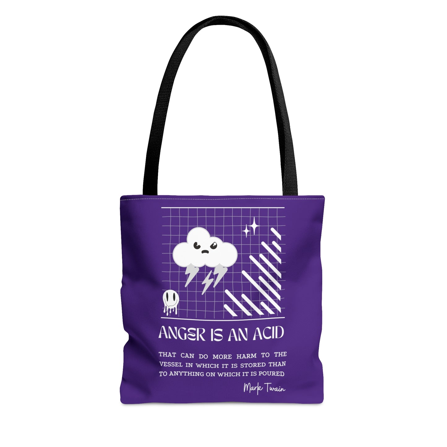 Classic Quotes Tote Bag - Mark Twain, 'Anger is an acid that can do more harm to the vessel in which it is stored than to anything on which it is poured' - Tote Bag