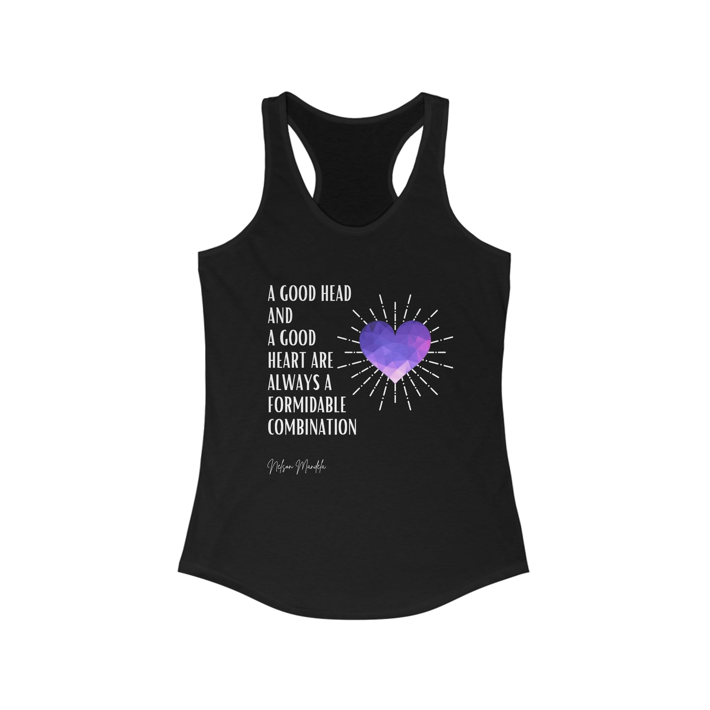 Classic Quotes Racerback Tank - Nelson Mandela, 'A good head and a good heart are always a formidable combination' - Women's Ideal Racerback Tank