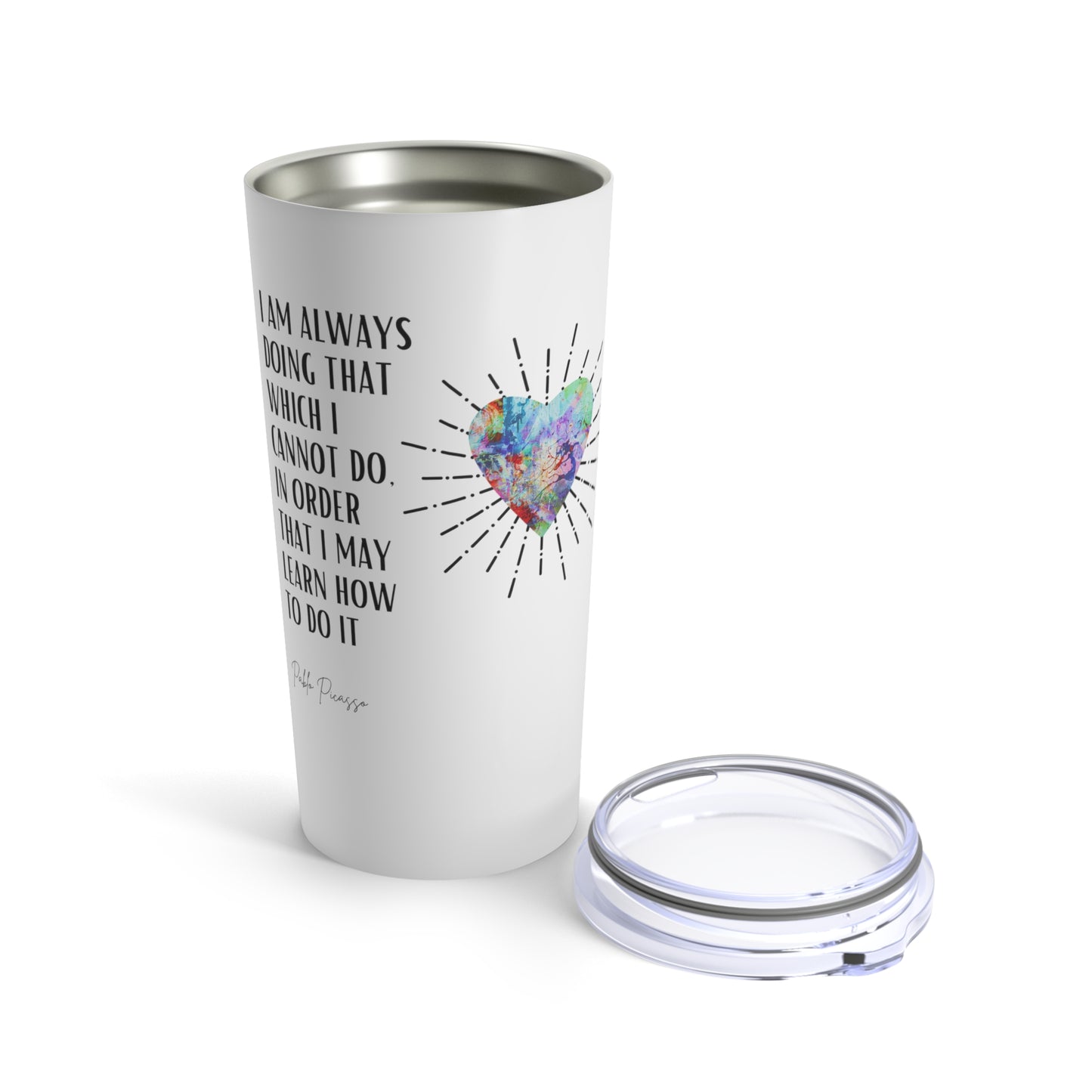 Classic Quote Tumbler - Pablo Picasso, 'I am always doing that which I cannot do, in order that I may learn how to do it'