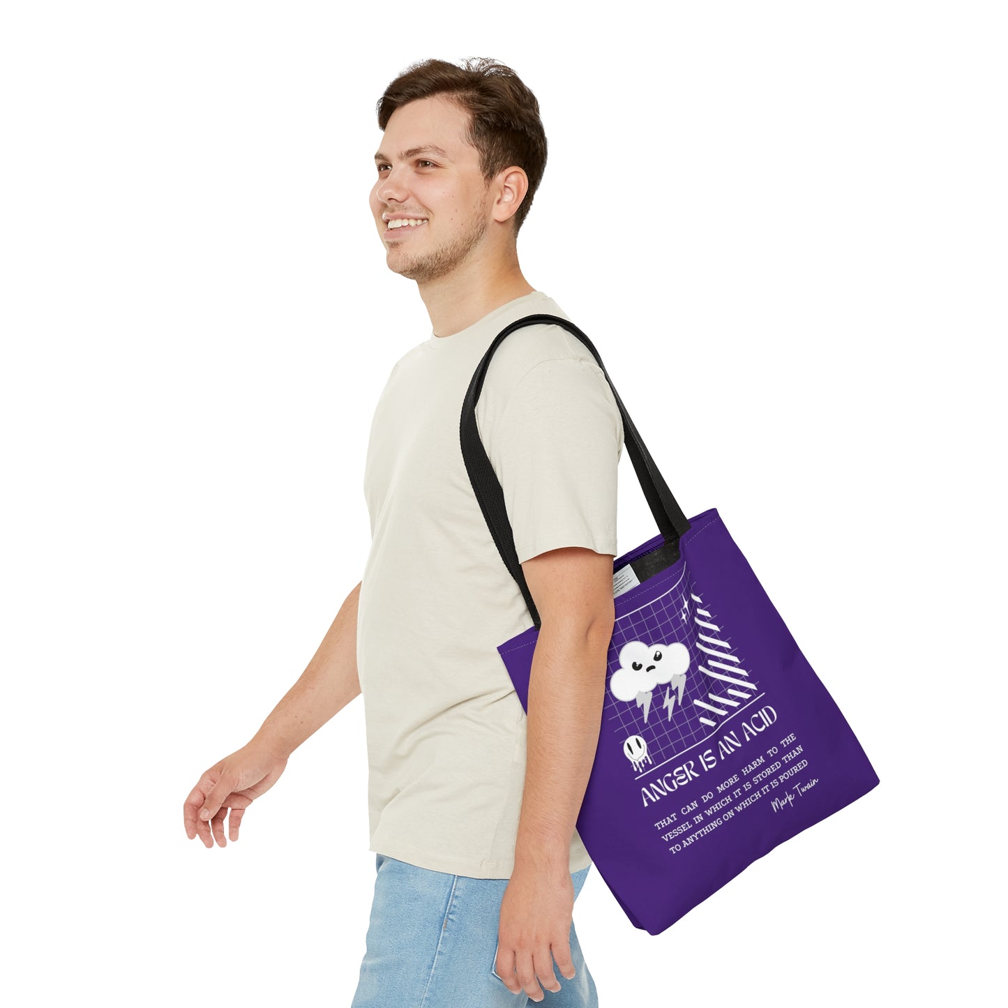 Classic Quotes Tote Bag - Mark Twain, 'Anger is an acid that can do more harm to the vessel in which it is stored than to anything on which it is poured' - Tote Bag
