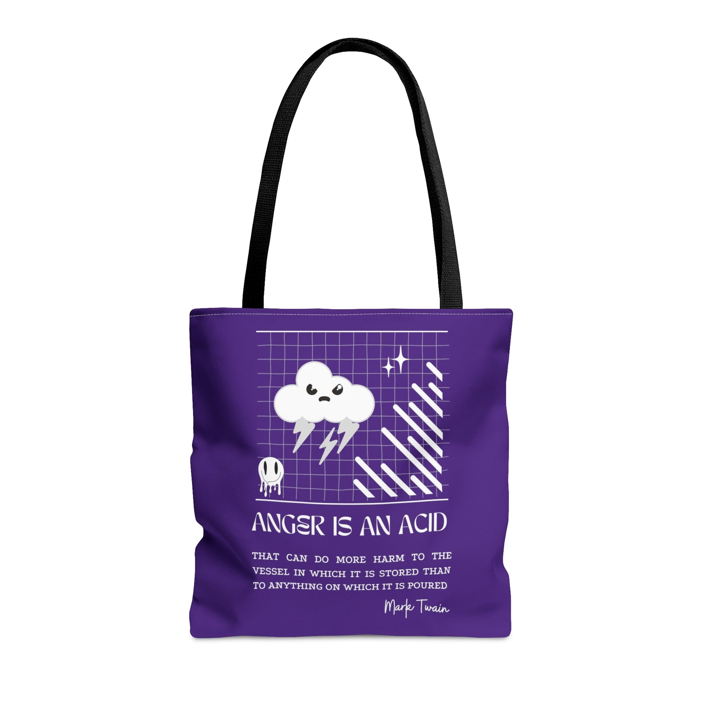 Classic Quotes Tote Bag - Mark Twain, 'Anger is an acid that can do more harm to the vessel in which it is stored than to anything on which it is poured' - Tote Bag