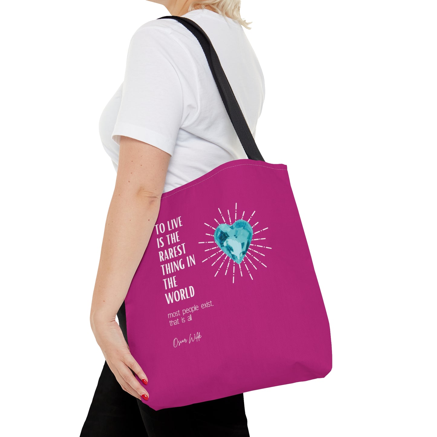 Classic Quotes Tote Bag - Oscar Wilde 'To live is the rarest thing in the world. Most people exist, that is all' - Tote Bag