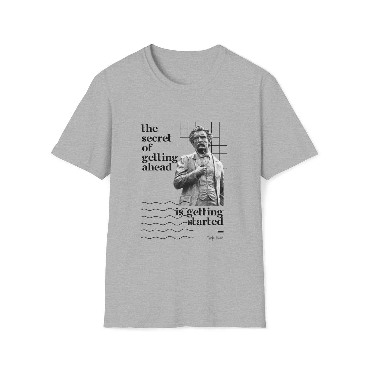 Classic Quotes Tee - Mark Twain, 'The secret of getting ahead is getting started' - Unisex Softstyle T-Shirt