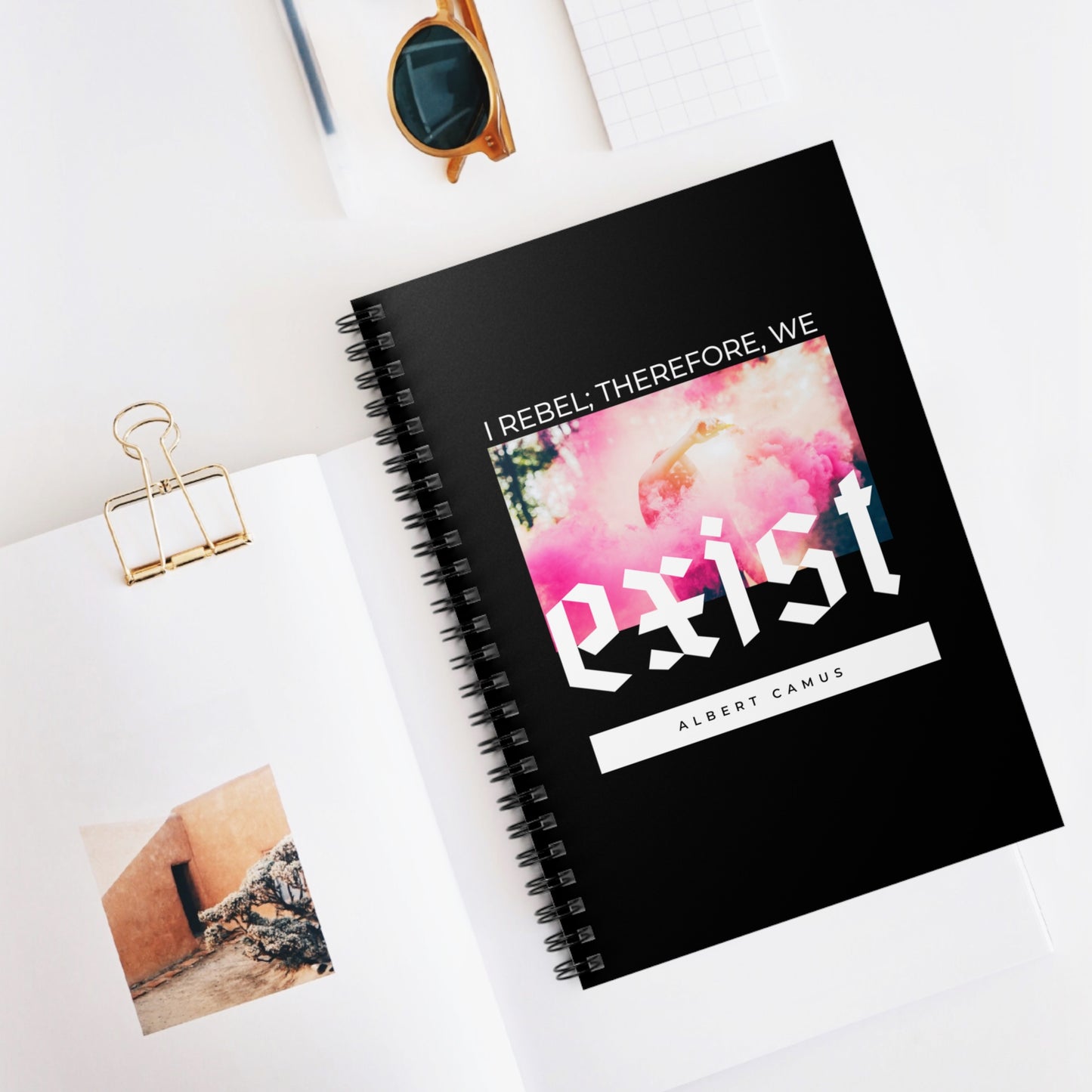 Classic Quotes Spiral Notebook - Albert Camus, 'I rebel; therefore, we exist' - Spiral Notebook - Ruled Line