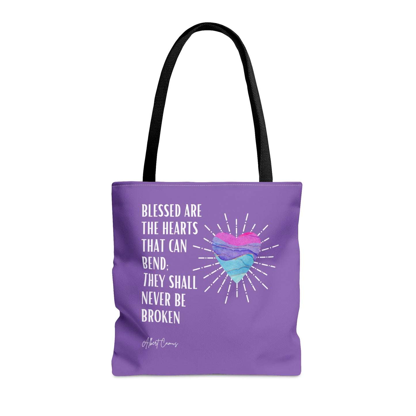 Classic Quotes Tote Bag - Albert Camus 'Blessed are the hearts that can bend, they will never be broken' - Tote Bag