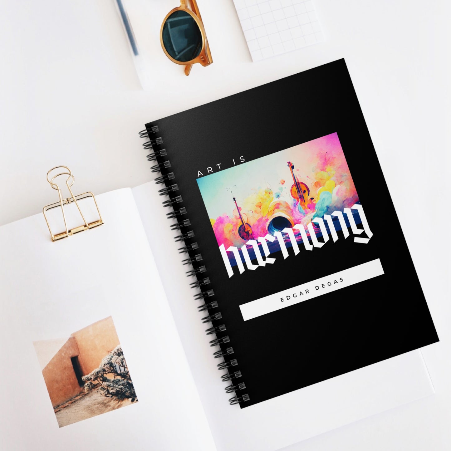 Classic Quotes Spiral Notebook - Edgar Degas, 'Art is harmony' - Spiral Notebook - Ruled Line