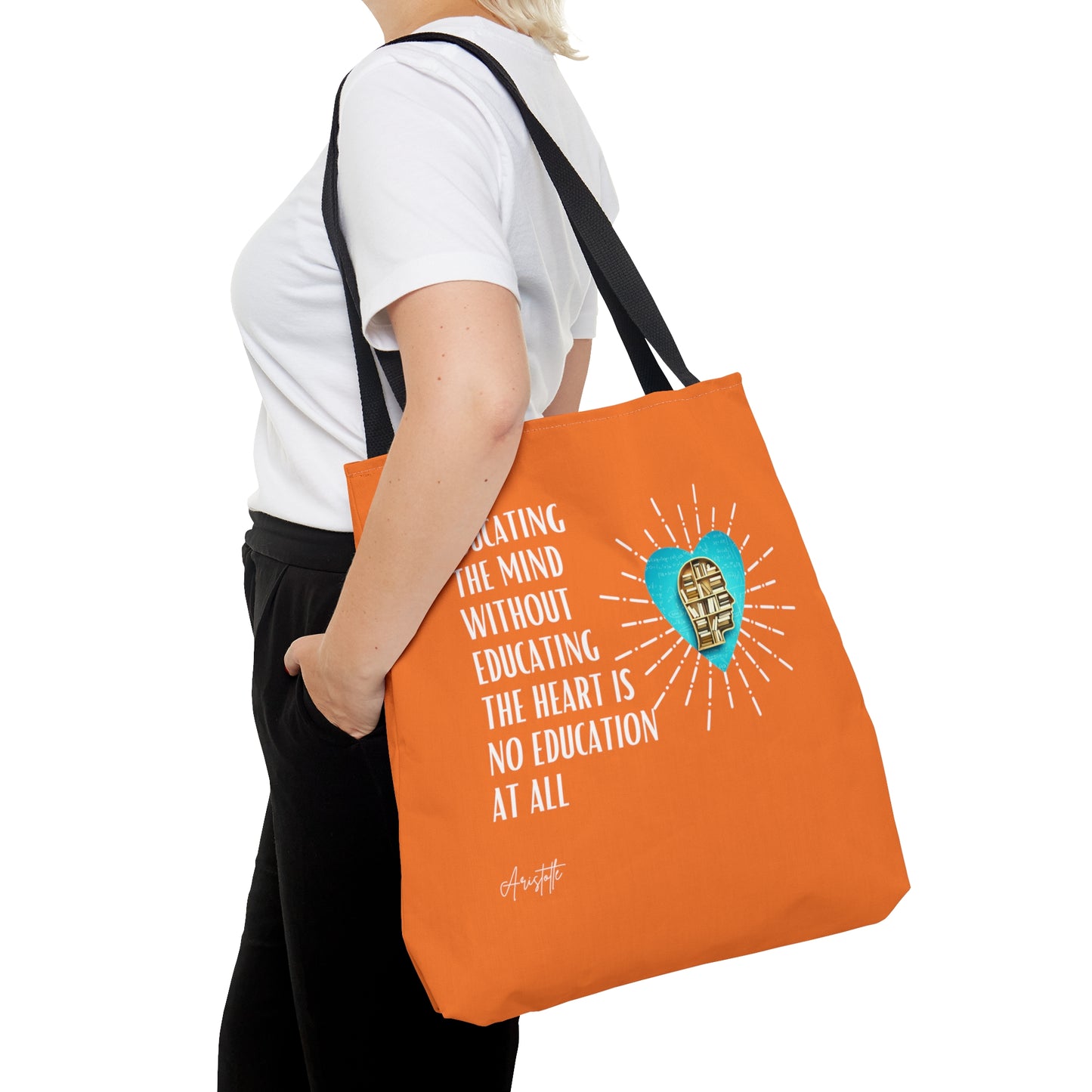 Classic Quotes Tote Bag - Aristotle, 'Educating the mind without educating the heart is no education at all' - Tote Bag