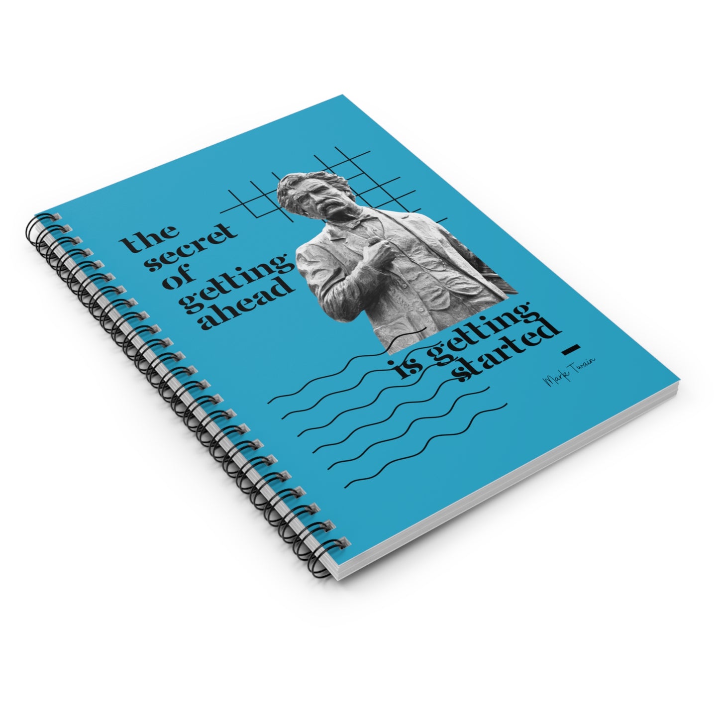 Classic Quotes Spiral Notebook - Mark Twain, 'The secret of getting ahead is getting started' - Spiral Notebook - Ruled Line