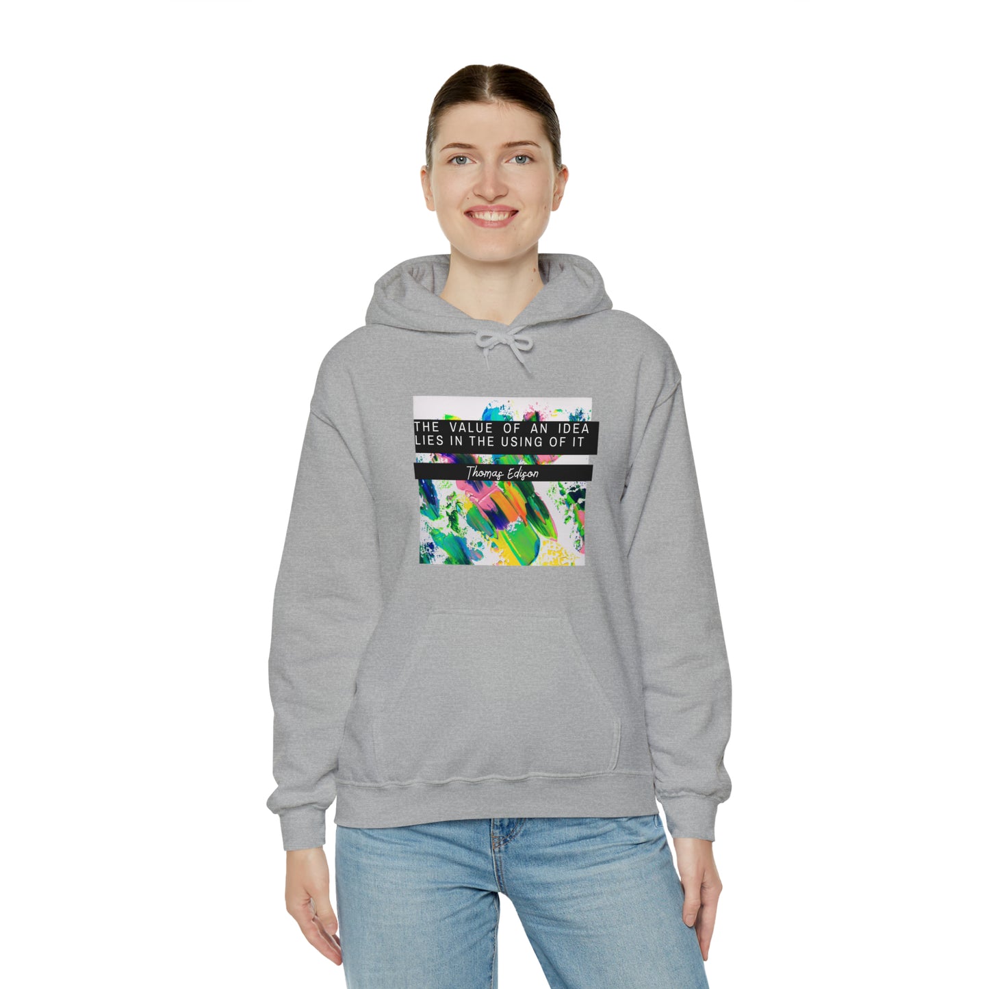 Classic Quotes Hoodie - Thomas Edison, 'The value of an idea lies in the using of it' - Unisex Heavy Blend™ Hooded Sweatshirt