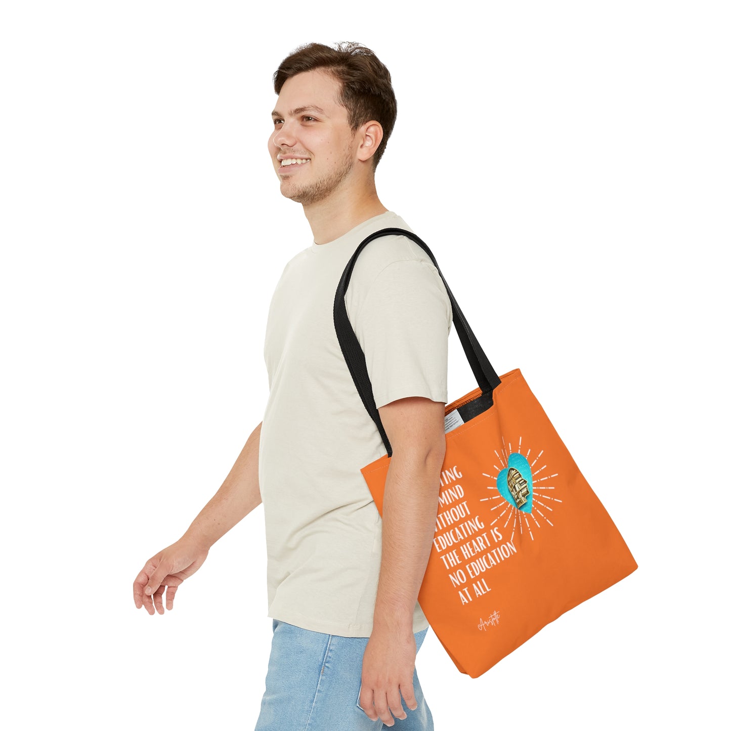 Classic Quotes Tote Bag - Aristotle, 'Educating the mind without educating the heart is no education at all' - Tote Bag