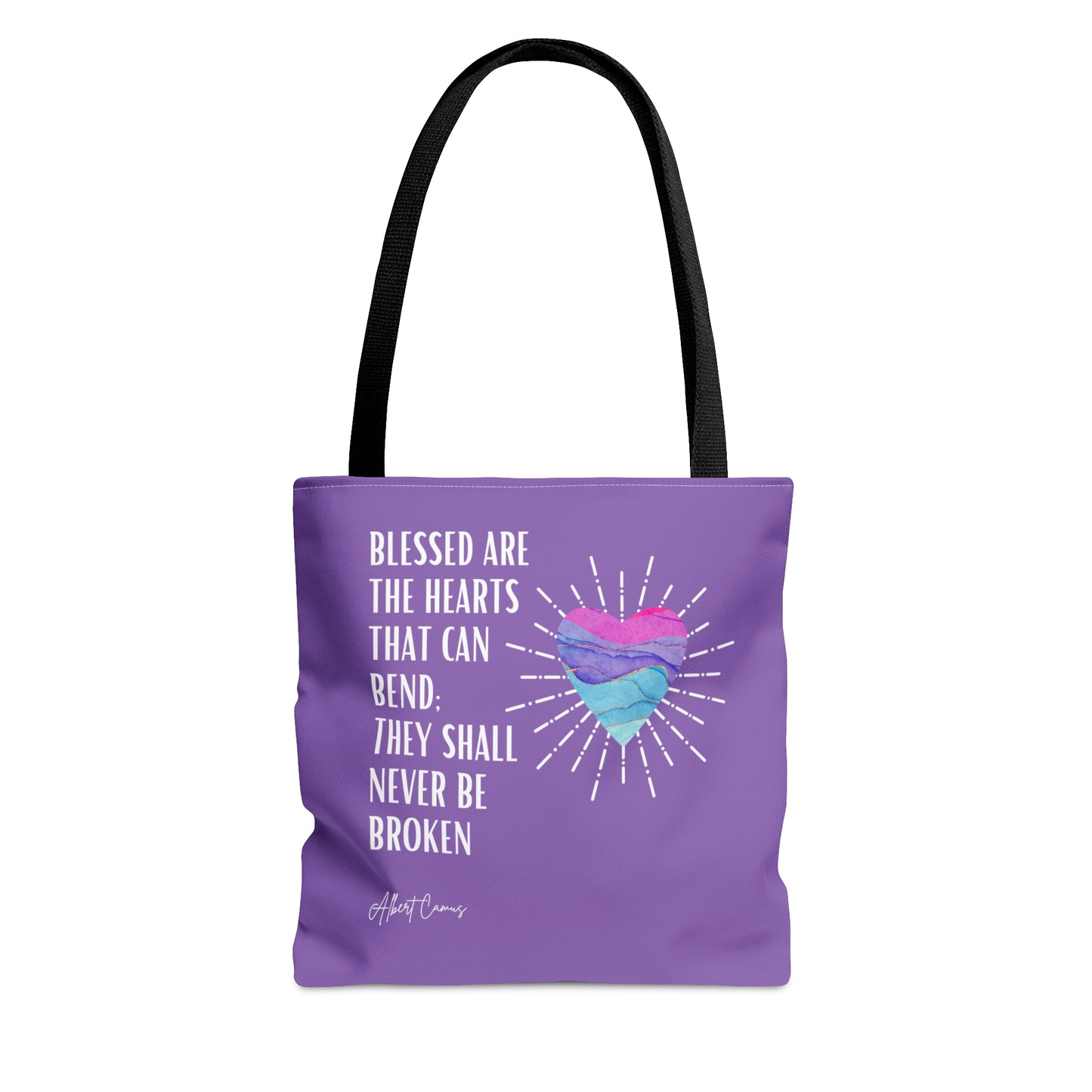 Classic Quotes Tote Bag - Albert Camus 'Blessed are the hearts that can bend, they will never be broken' - Tote Bag