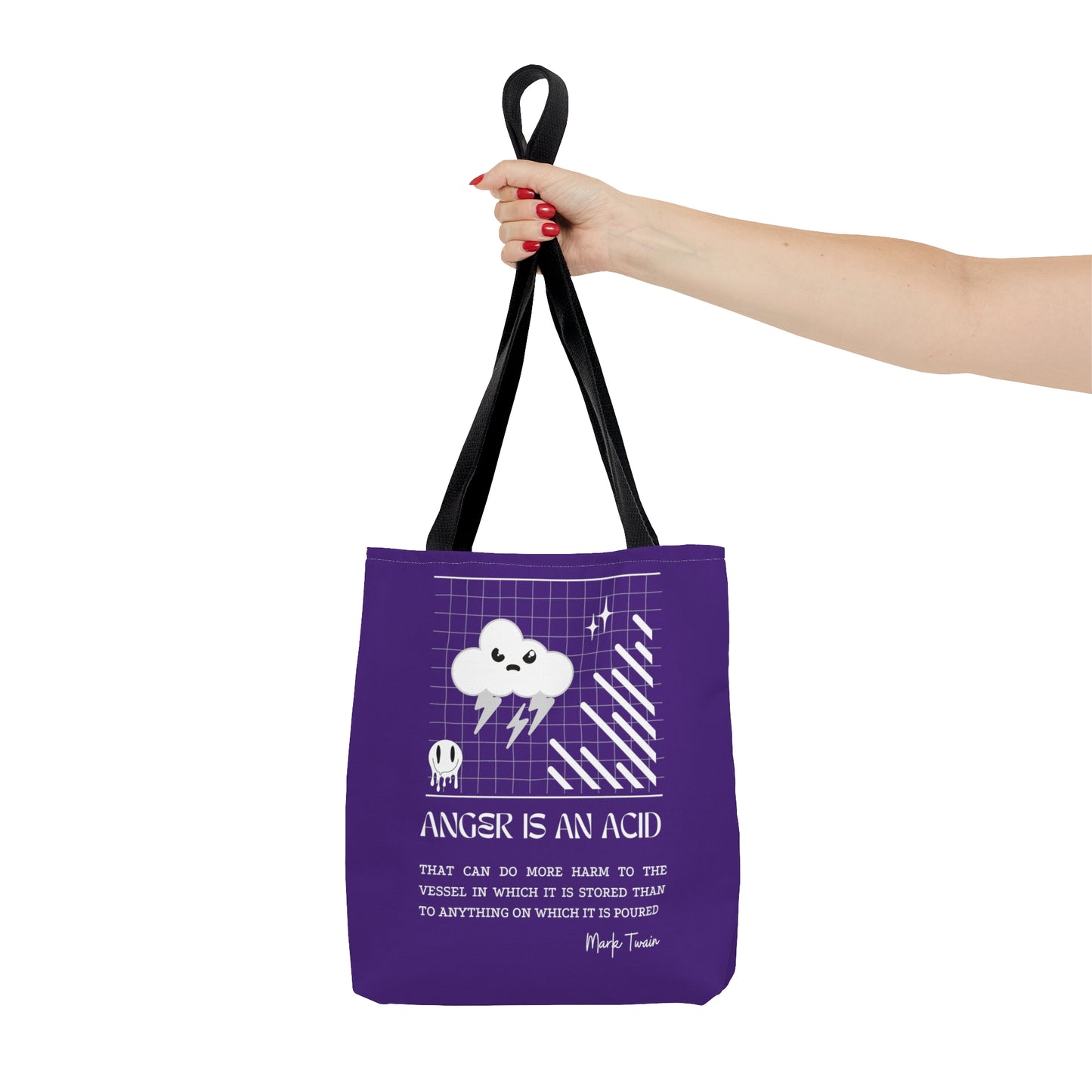 Classic Quotes Tote Bag - Mark Twain, 'Anger is an acid that can do more harm to the vessel in which it is stored than to anything on which it is poured' - Tote Bag