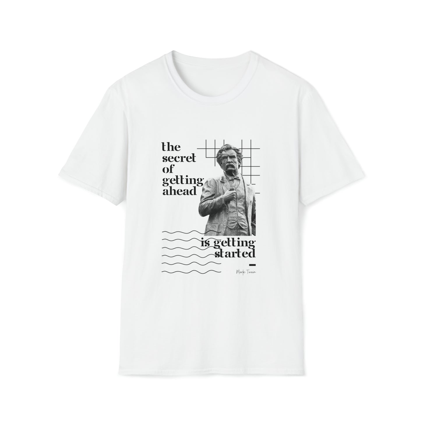 Classic Quotes Tee - Mark Twain, 'The secret of getting ahead is getting started' - Unisex Softstyle T-Shirt