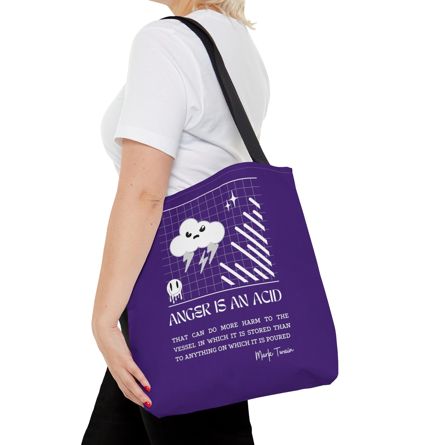 Classic Quotes Tote Bag - Mark Twain, 'Anger is an acid that can do more harm to the vessel in which it is stored than to anything on which it is poured' - Tote Bag