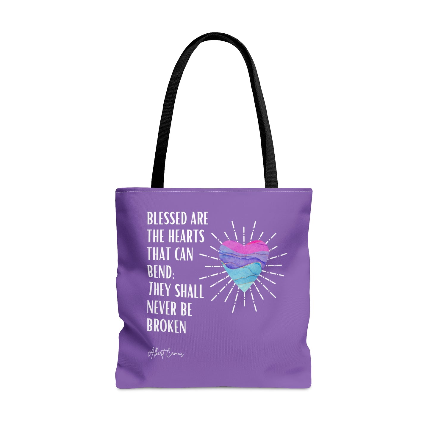 Classic Quotes Tote Bag - Albert Camus 'Blessed are the hearts that can bend, they will never be broken' - Tote Bag