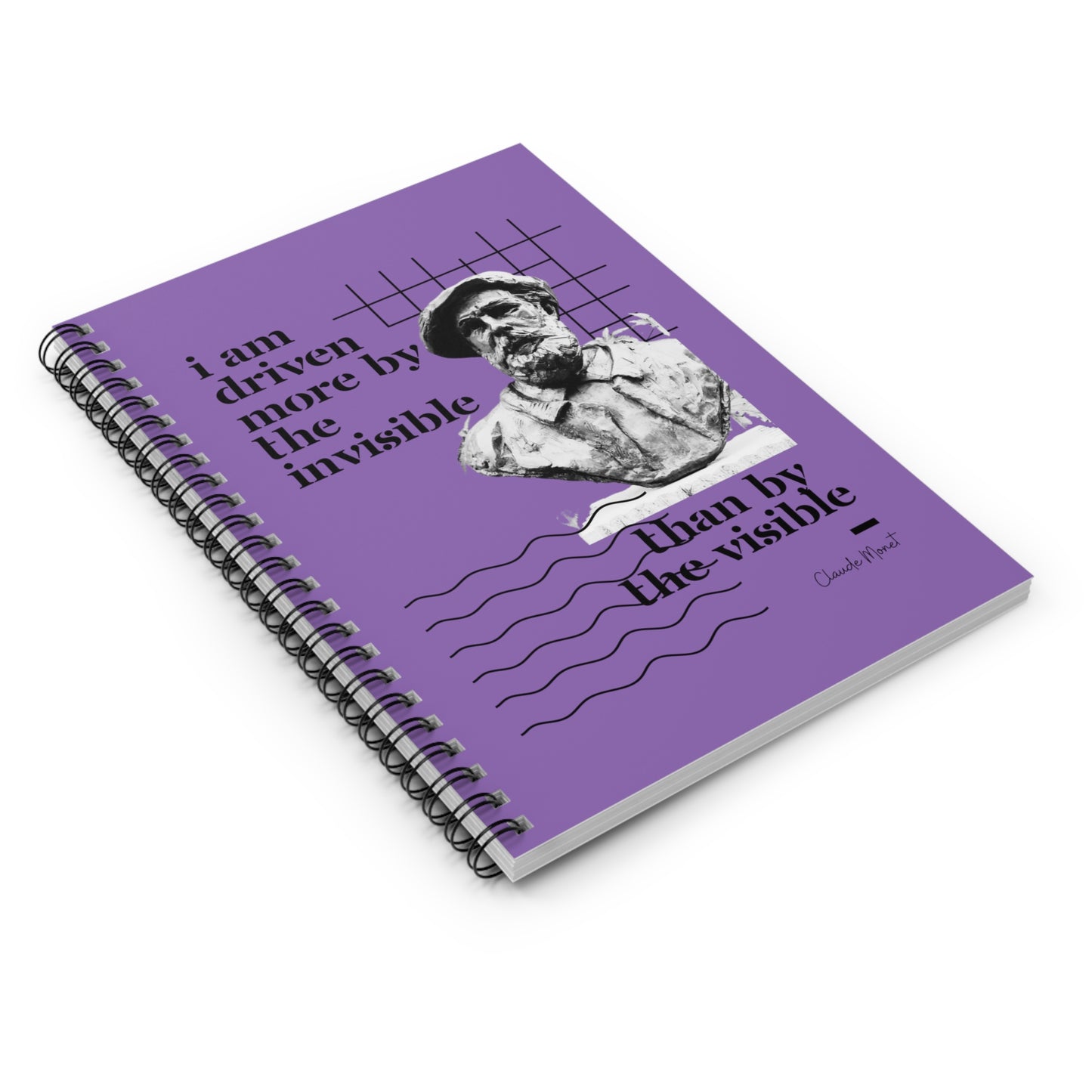 Classic Quotes Spiral Notebook - Claude Monet, 'I am driven more by the invisible than the visible' - Spiral Notebook - Ruled Line
