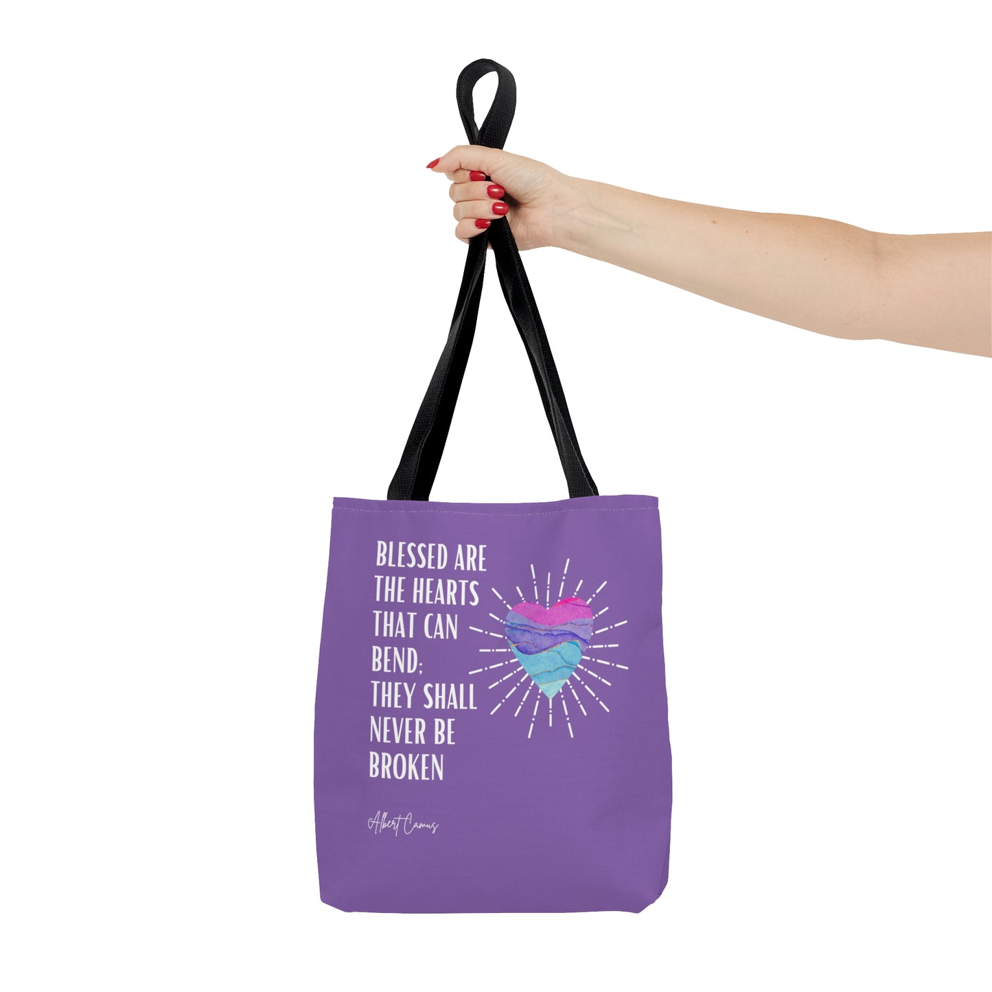 Classic Quotes Tote Bag - Albert Camus 'Blessed are the hearts that can bend, they will never be broken' - Tote Bag
