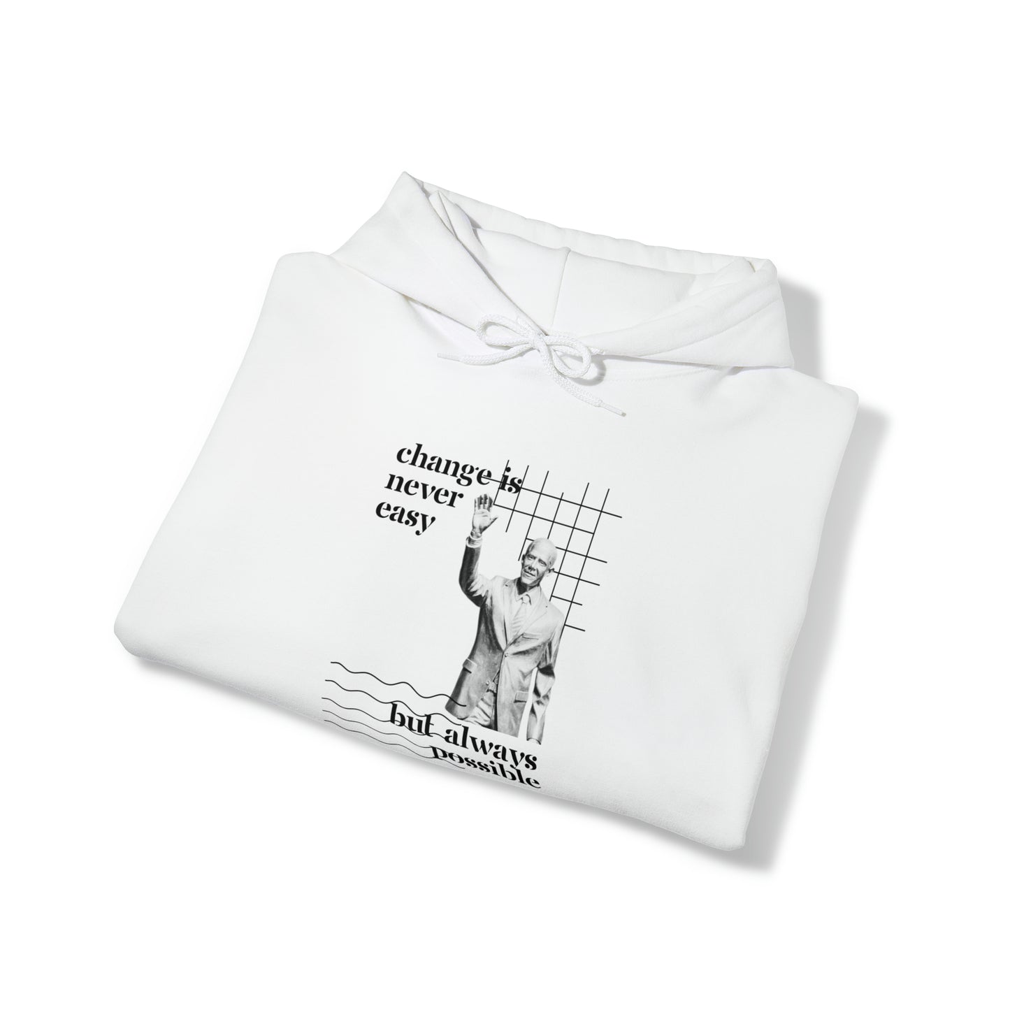 Classic Quotes Hoodie - Barack Obama, 'Change is never easy but always possible' - Unisex Heavy Blend™ Hooded Sweatshirt