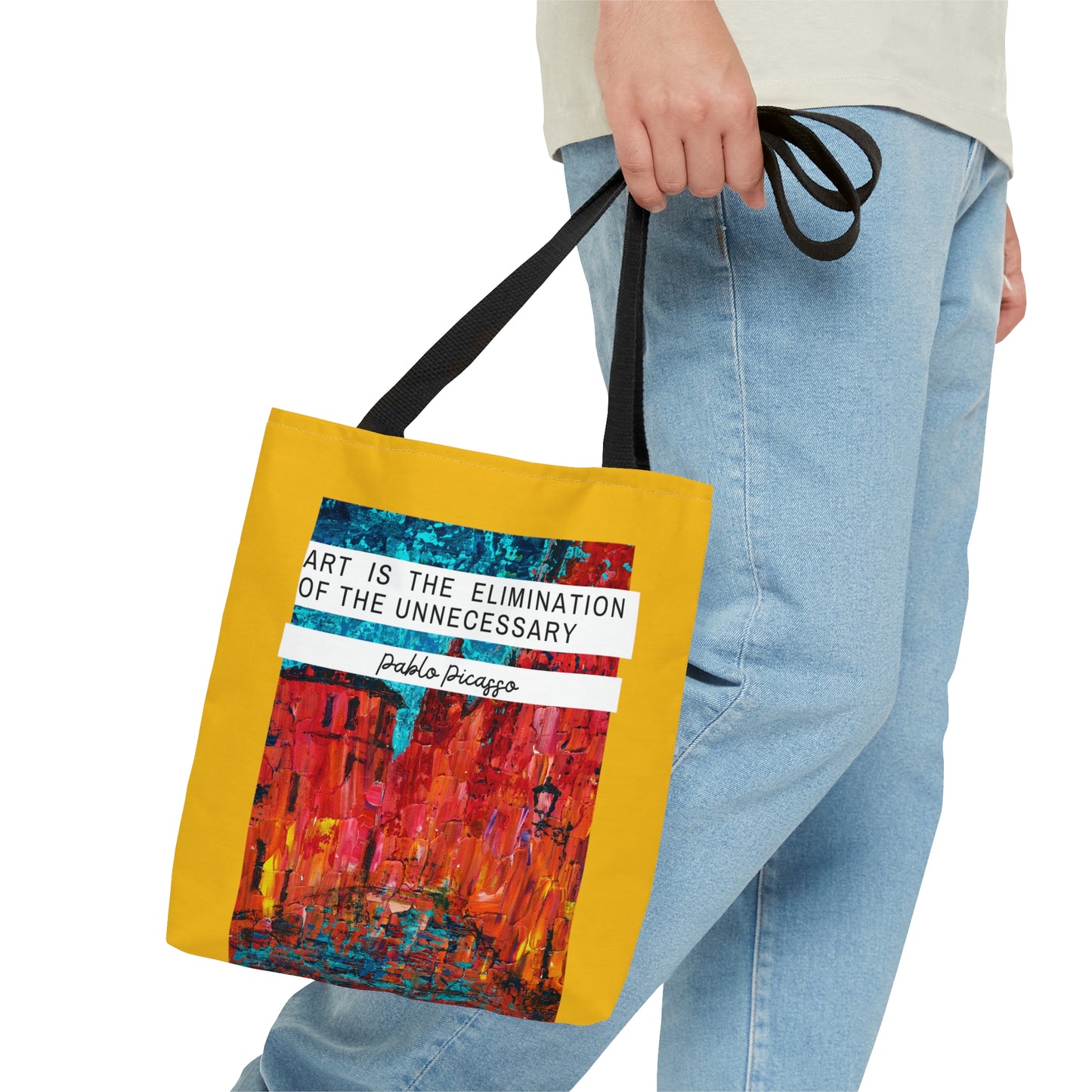 Classic Quotes Tote Bag - Pablo Picasso, 'Art is the elimination of the unnecessary' - Tote Bag