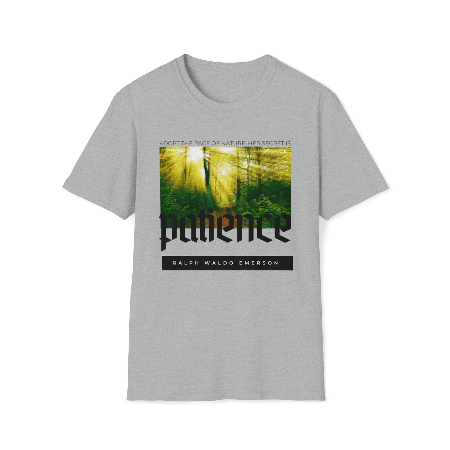 Classic Quotes Tee - Ralph Waldo Emerson, 'Adopt the pace of nature: her secret is patience' - Unisex Softstyle T-Shirt