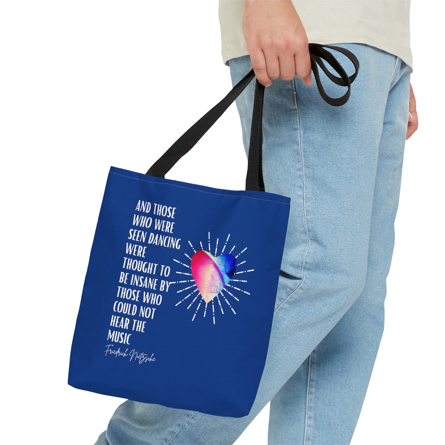 Classic Quotes Tote Bag - Friedrich Nietzsche, 'And those who were seen dancing were thought to be insane by those who could not hear the music' - Tote Bag