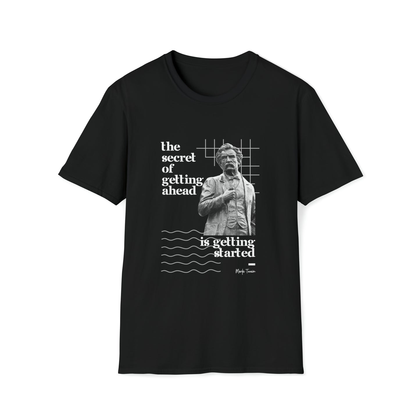 Classic Quotes Tee - Mark Twain, 'The secret of getting ahead is getting started' - Unisex Softstyle T-Shirt