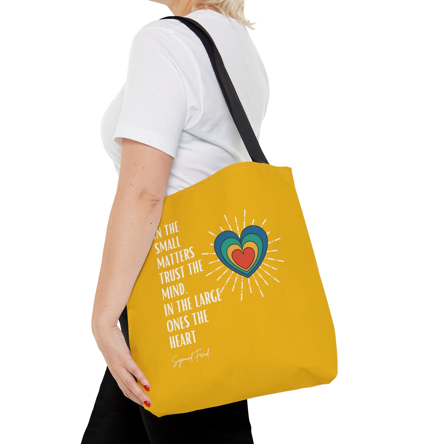 Classic Quotes Tote Bag - Sigmund Freud, 'In the small matters trust the mind, in the large ones the heart' - Tote Bag