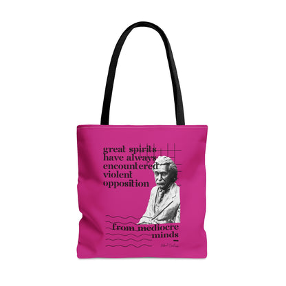 Classic Quotes Tote Bag - Albert Einstein, 'Great spirits have always encountered violent opposition from mediocre minds' - Tote Bag