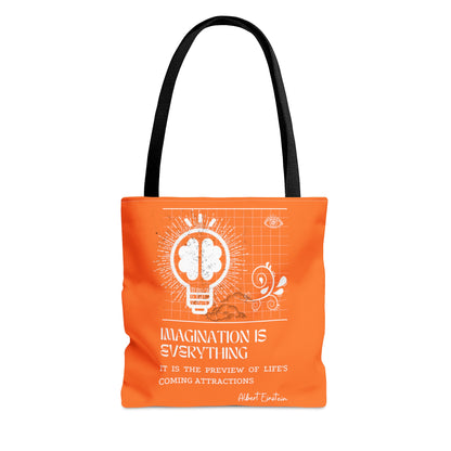 Classic Quotes Tote Bag - Albert Einstein, 'Imagination is everything, it is the preview of life's coming attractions' - Tote Bag