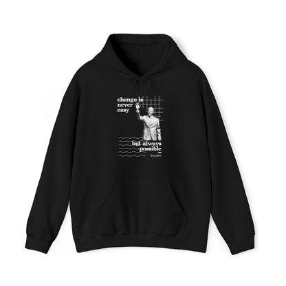 Classic Quotes Hoodie - Barack Obama, 'Change is never easy but always possible' - Unisex Heavy Blend™ Hooded Sweatshirt