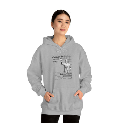 Classic Quotes Hoodie - Barack Obama, 'Change is never easy but always possible' - Unisex Heavy Blend™ Hooded Sweatshirt