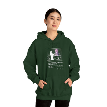 Classic Quotes Hoodie - Sigmund Freud, 'Unexpressed emotions will never die. They are buried alive and will come forth later in uglier ways' - Unisex Heavy Blend™ Hooded Sweatshirt