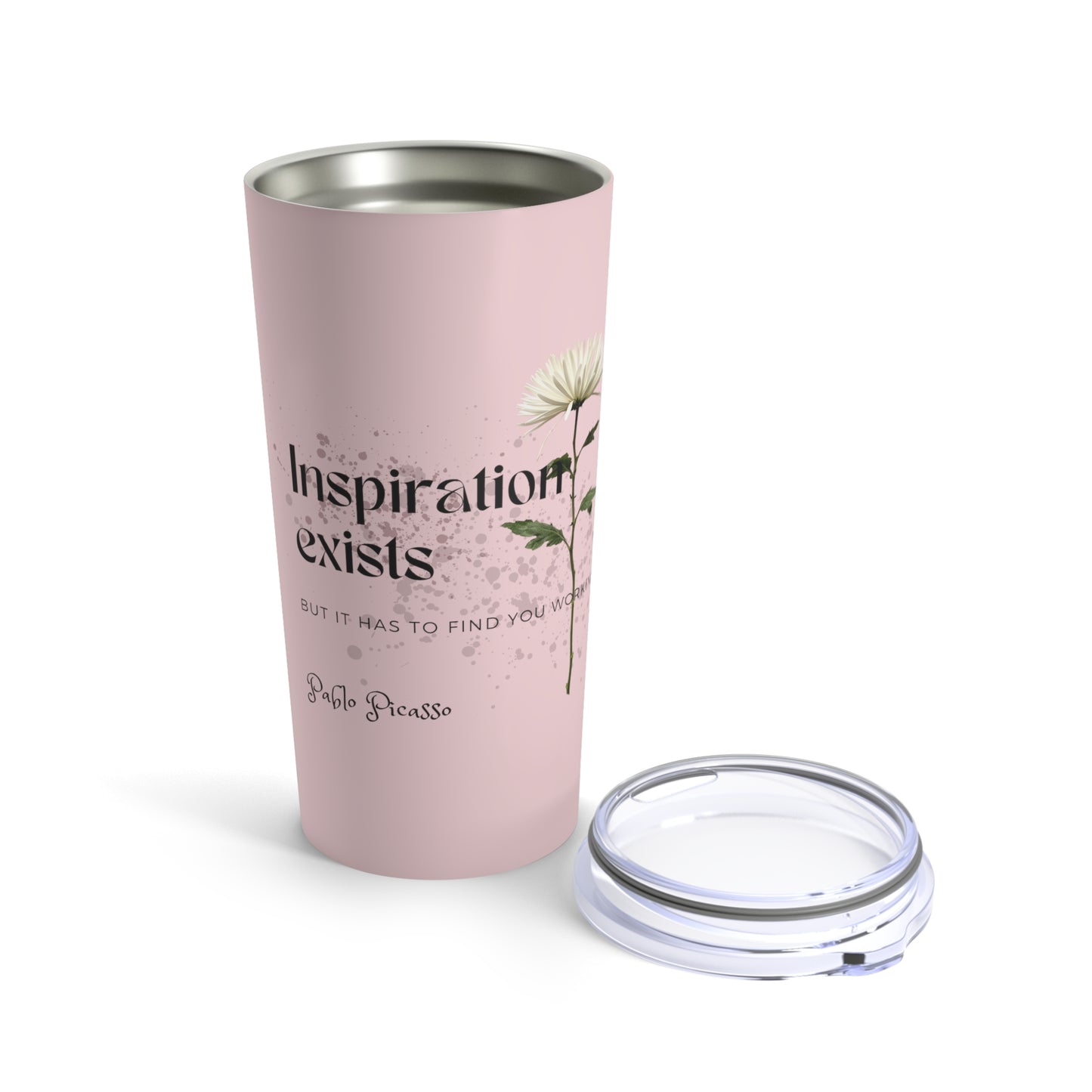 Classic Quotes Tumbler - Pablo Picasso, 'Inspiration exists but it has to find you working'