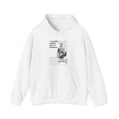 Classic Quotes Hoodie - Vincent van Gogh, 'I would rather die of passion than of boredom' - Unisex Heavy Blend™ Hooded Sweatshirt
