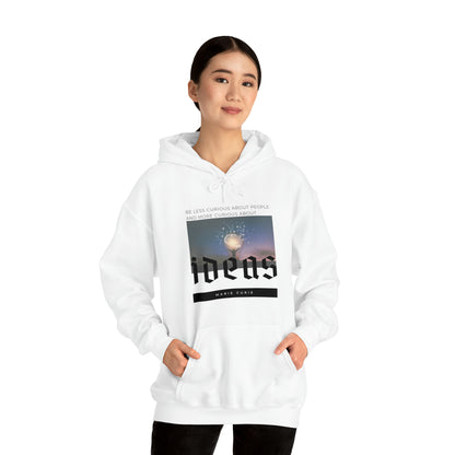 Classic Quotes Hoodie - Marie Curie, 'Be less curious about people and more curious about ideas' - Unisex Heavy Blend™ Hooded Sweatshirt