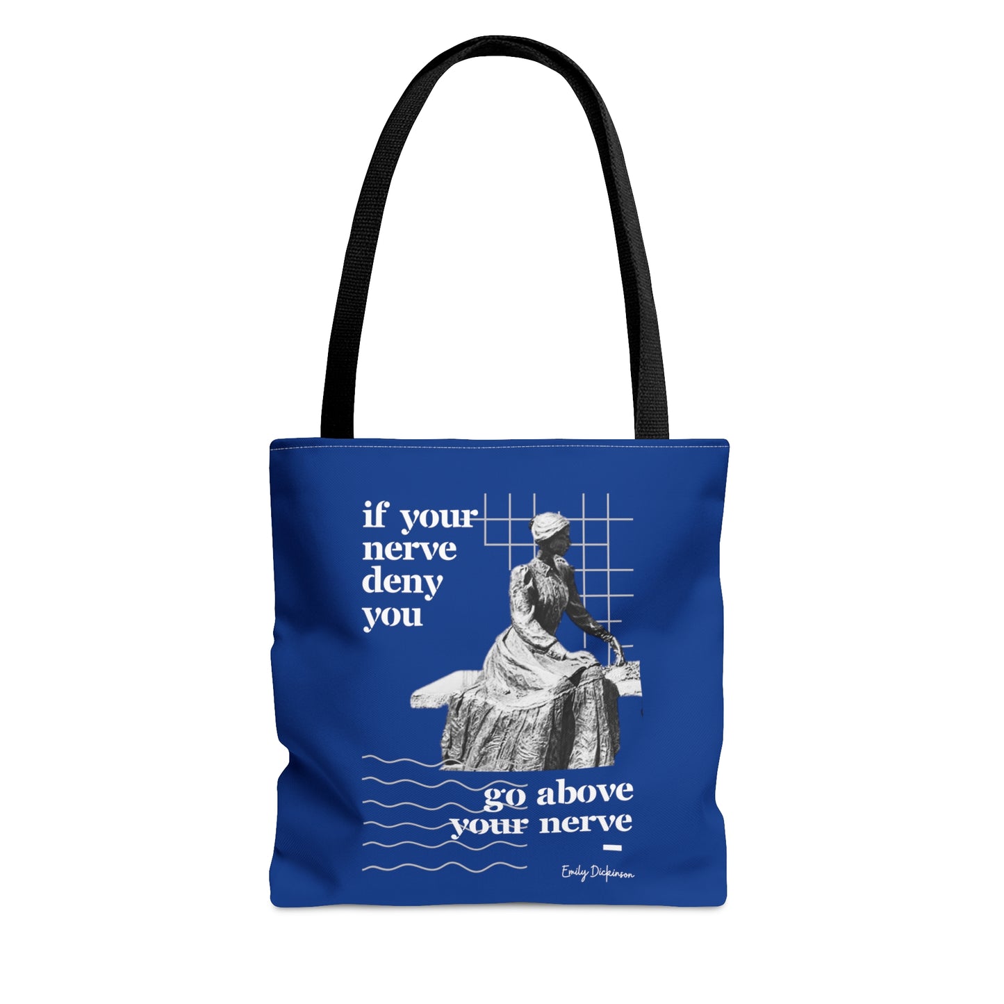 Classic Quotes Tote Bag -  Emily Dickinson, 'If your nerve deny you, go above your nerve' - Tote Bag