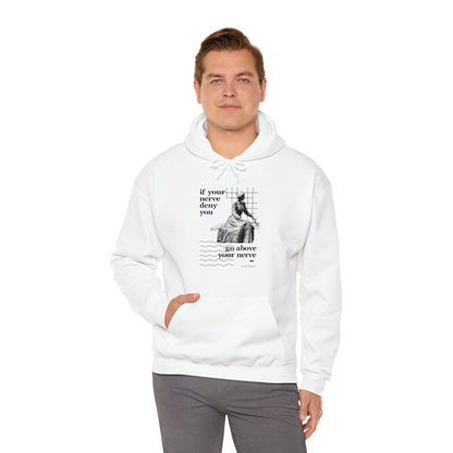 Classic Quotes Hoodie - Emily Dickinson, 'If your nerve deny you, go above your nerve' - Unisex Heavy Blend™ Hooded Sweatshirt