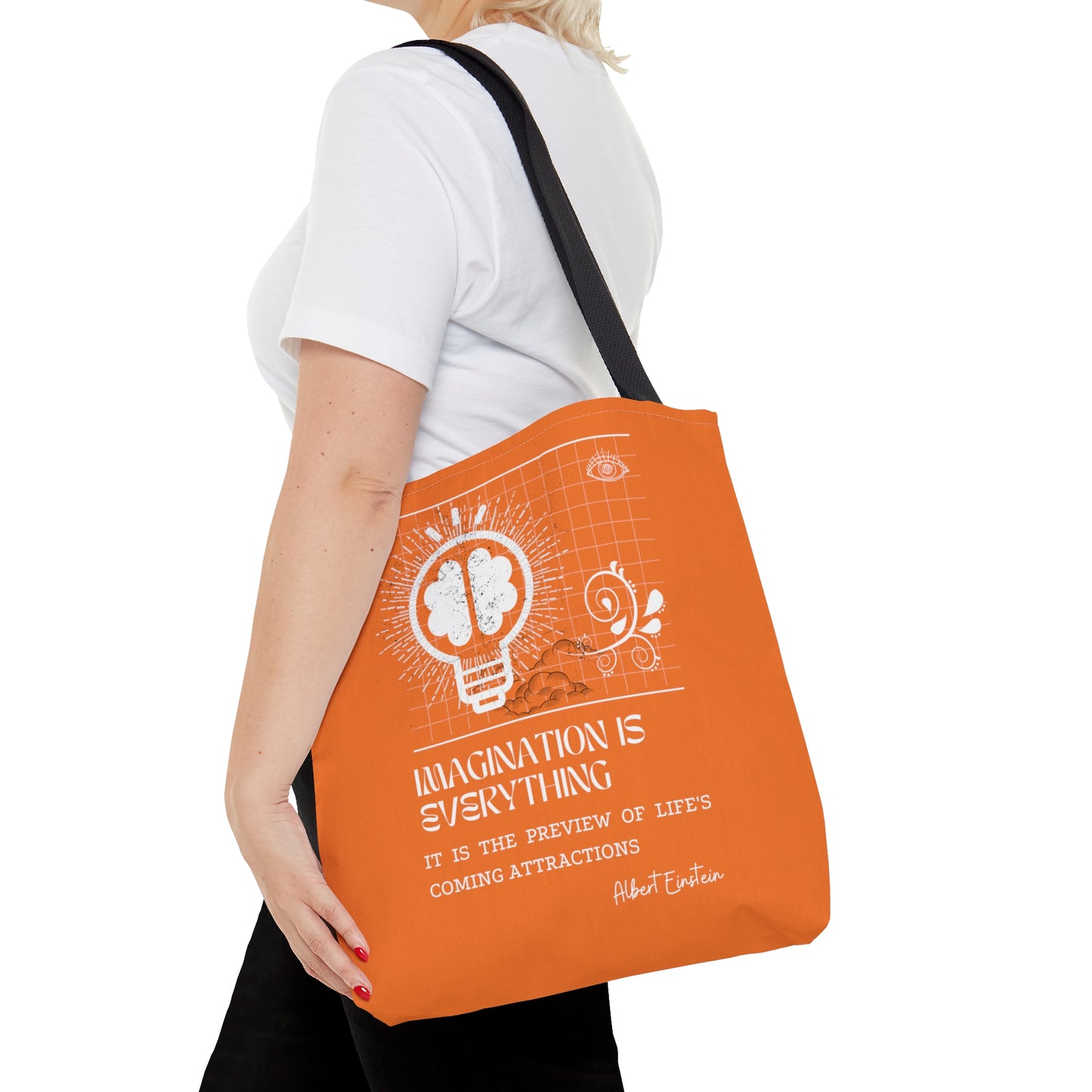 Classic Quotes Tote Bag - Albert Einstein, 'Imagination is everything, it is the preview of life's coming attractions' - Tote Bag