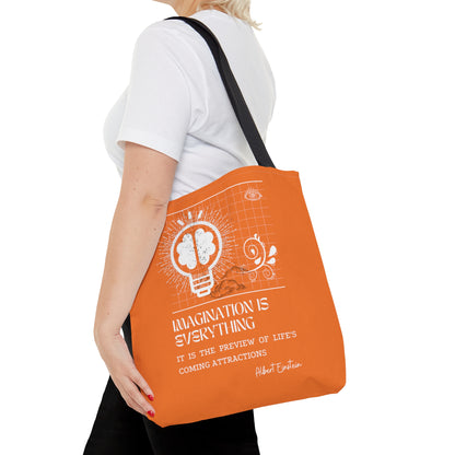 Classic Quotes Tote Bag - Albert Einstein, 'Imagination is everything, it is the preview of life's coming attractions' - Tote Bag