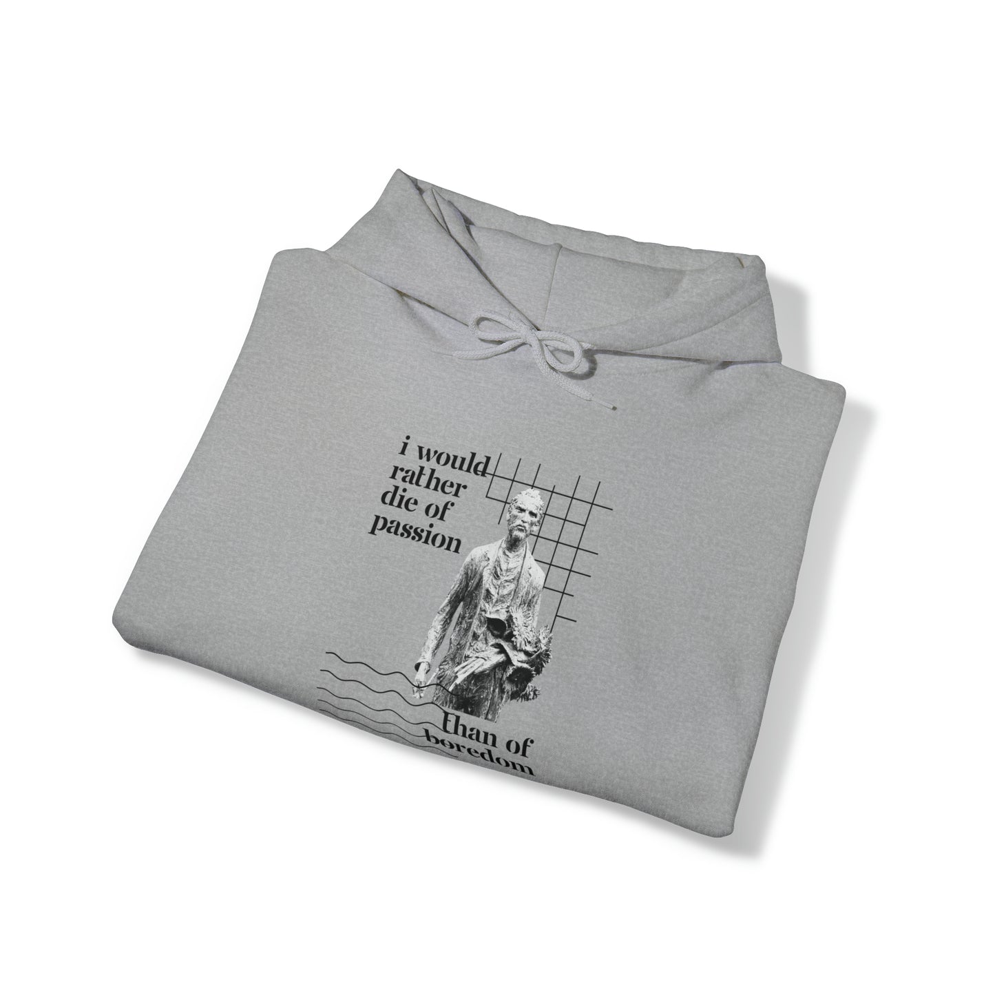 Classic Quotes Hoodie - Vincent van Gogh, 'I would rather die of passion than of boredom' - Unisex Heavy Blend™ Hooded Sweatshirt