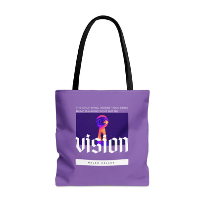 Classic Quotes Tote Bag - Helen Keller, 'The only thing worse than being blind is having sight but no vision' - Tote Bag
