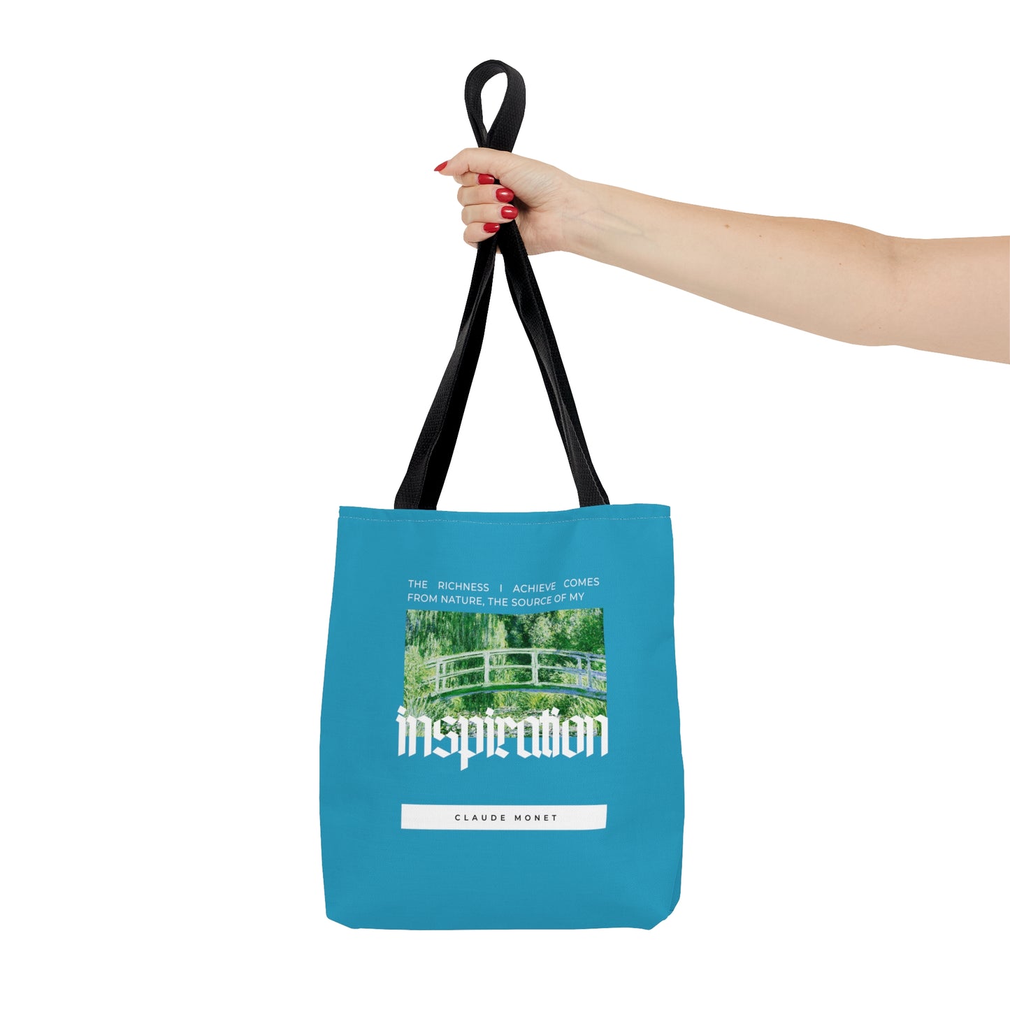 Classic Quotes Tote Bag - Claude Monet, 'The richness I achieve comes from Nature, the source of my inspiration' - Tote Bag