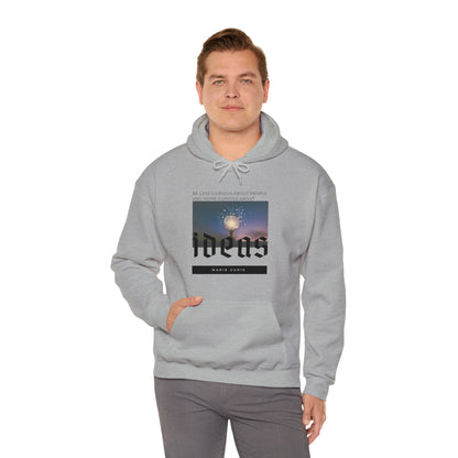 Classic Quotes Hoodie - Marie Curie, 'Be less curious about people and more curious about ideas' - Unisex Heavy Blend™ Hooded Sweatshirt