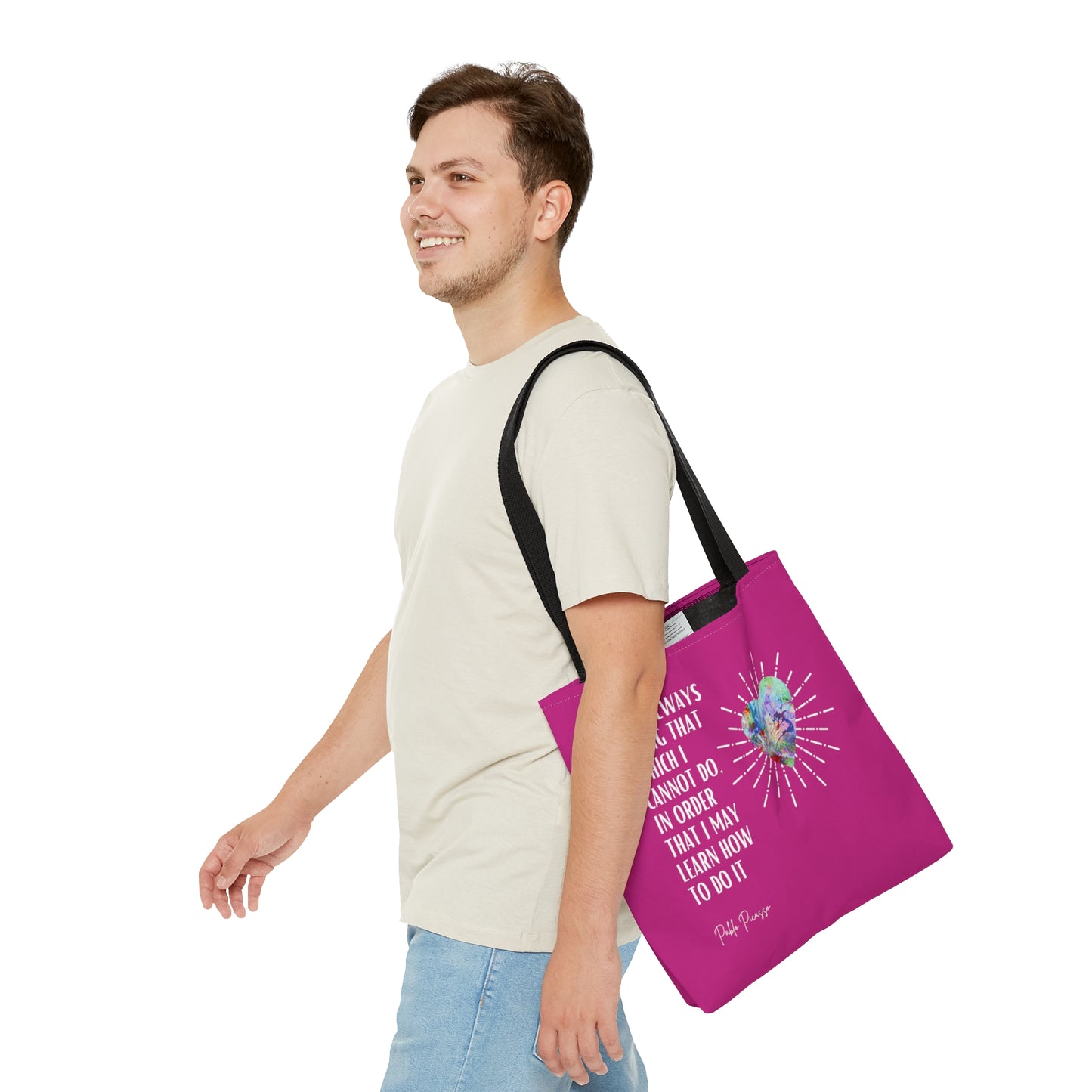 Classic Quotes Tote Bag - Pablo Picasso, 'I am always doing that which I cannot do, in order that I may learn how to do it' - Tote Bag