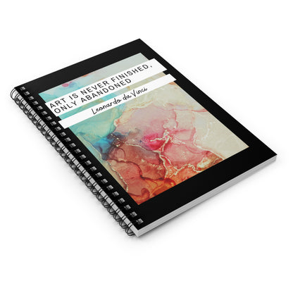 Classic Quotes Spiral Notebook - Leonardo da Vinci, 'Art is never finished,  only abandoned' - Spiral Notebook - Ruled Line