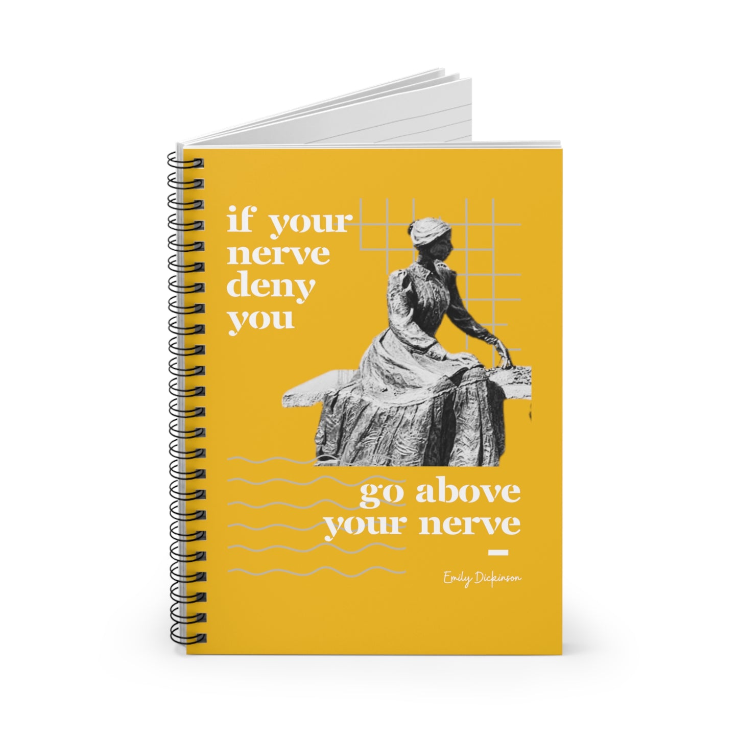 Classic Quotes Spiral Notebook - Emily Dickinson, 'If your nerve deny you, go above your nerve' - Spiral Notebook - Ruled Line