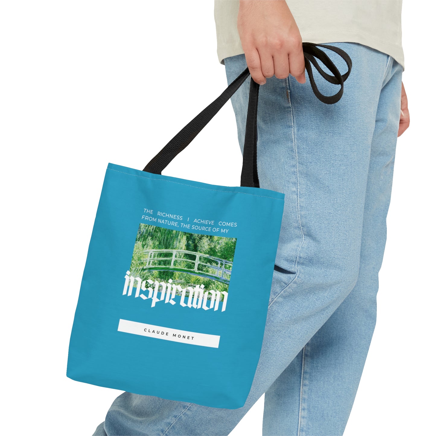Classic Quotes Tote Bag - Claude Monet, 'The richness I achieve comes from Nature, the source of my inspiration' - Tote Bag