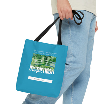 Classic Quotes Tote Bag - Claude Monet, 'The richness I achieve comes from Nature, the source of my inspiration' - Tote Bag