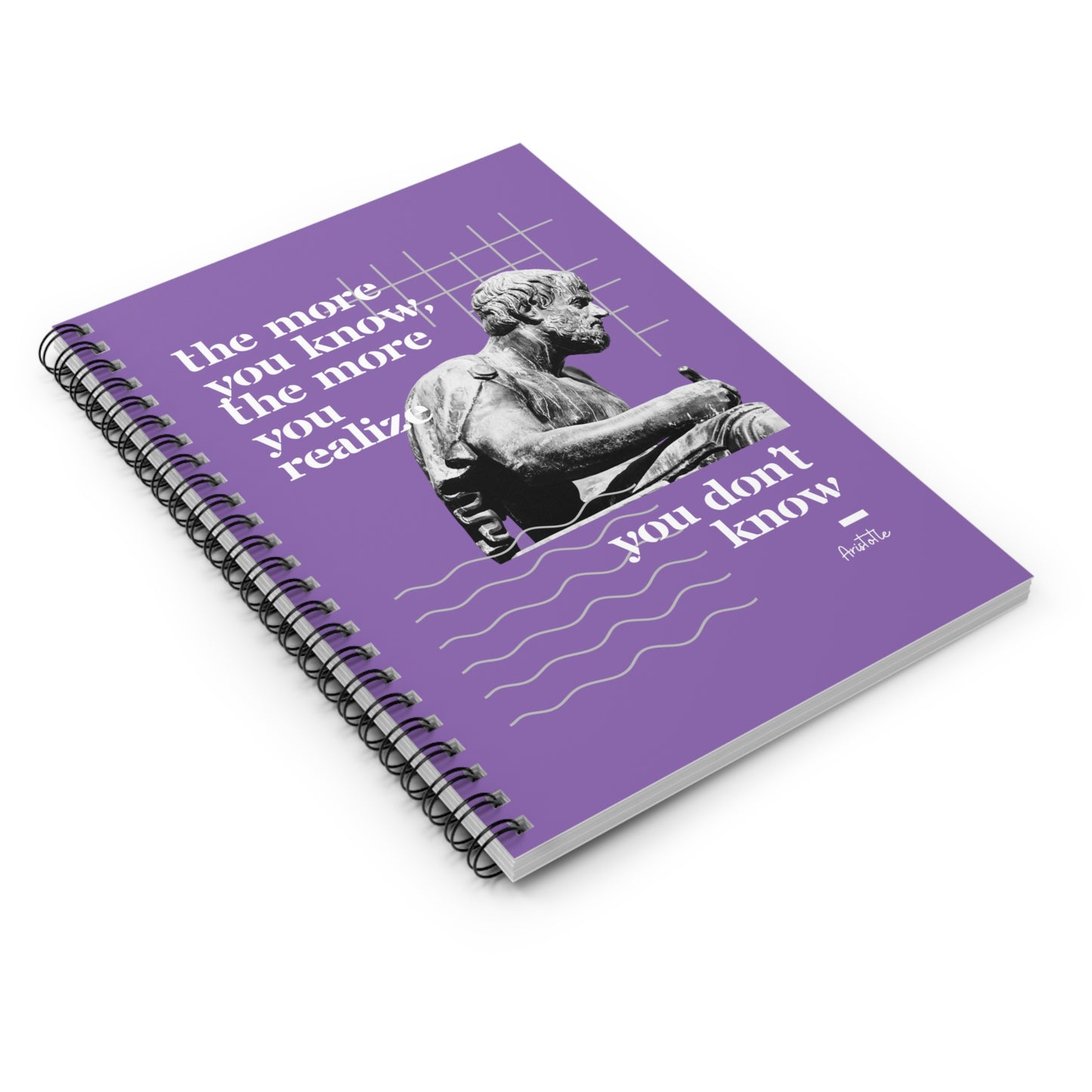 Classic Quotes Spiral Notebook - Aristotle, 'The more you know, the more you realize you don't know' - Spiral Notebook - Ruled Line