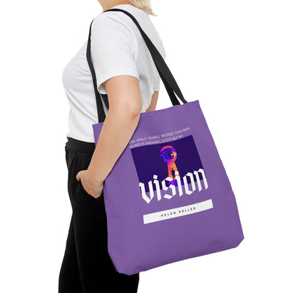 Classic Quotes Tote Bag - Helen Keller, 'The only thing worse than being blind is having sight but no vision' - Tote Bag